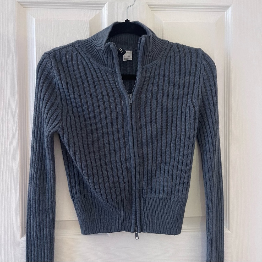H&M Dark Gray Ribbed Women's Cardigan